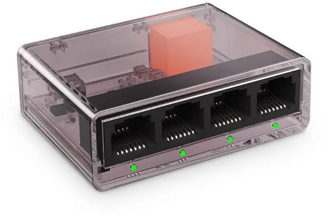 Main image of Gigabit Ethernet Splitter 1 to 4 Port, 1000Mbps High-Speed LAN Adapter with USB Cable, Mini Plastic YuLinca Network Hub, Plug & Play for Router, Modem, PC, IP Camera, Printer, Smart TV