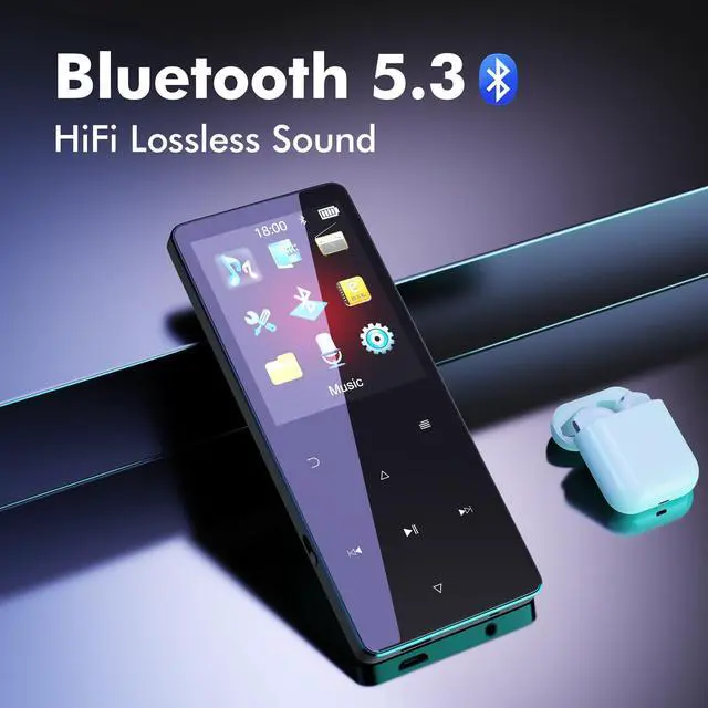 Alt view image 3 of 7 - 64GB MP3 Player with Bluetooth 5.3 Portable Music Player for Kids HiFi Sound Shuffle Single Loop Folder Loop Built-in Speaker Voice Recorder FM Radio Pedometer Supports Up to 128GB TF Card