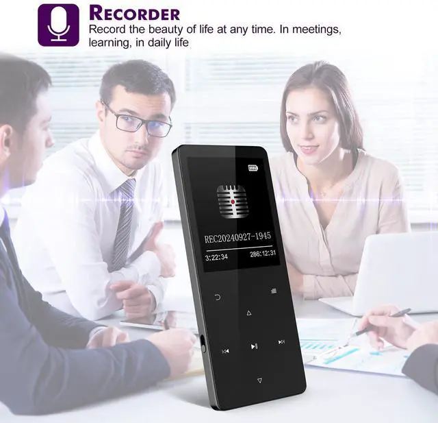 Alt view image 6 of 7 - 64GB MP3 Player with Bluetooth 5.3 Portable Music Player for Kids HiFi Sound Shuffle Single Loop Folder Loop Built-in Speaker Voice Recorder FM Radio Pedometer Supports Up to 128GB TF Card