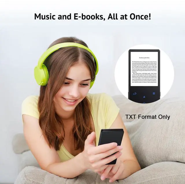 Alt view image 6 of 7 - Yottix 64GB MP3 Player with Boosted Bluetooth (no Wi-Fi), Music Player Features HD Speaker, 2.4" Screen, Touch Buttons, Expandable SD Card Slot, Supports FM Radio, Voice Recorder, E-Book, and More