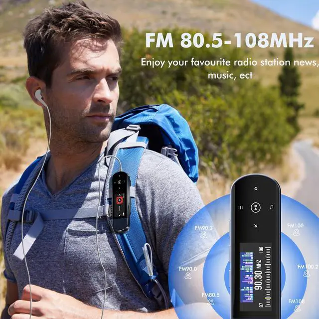 Alt view image 6 of 7 - 64GB Clip on USB MP3 Player with Bluetooth, Portable Audio Music Player for Sports Running, HiFi Lossless Sound MP3 Player with FM Radio,6000+ Song Storage, One-Key Recording, USB Charging