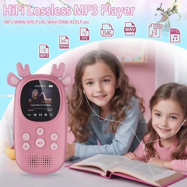 Alt view image 3 of 7 - 32GB MP3 Players for Kids, Cute Reindeer Portable Music Bluetooth Kid MP3 Player, Child MP3 Player with Bluetooth 5.3,Speaker, FM Radio, Alarm Clock, Voice Recorder, Stopwatch (Support up to 128GB)