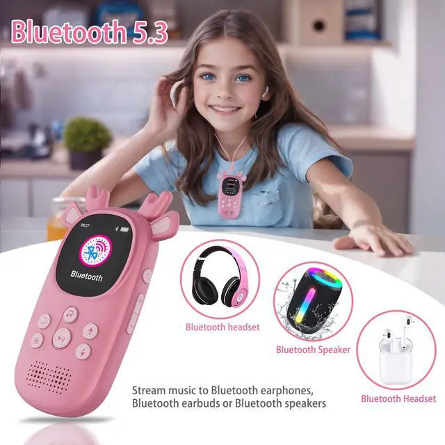 Alt view image 4 of 7 - 32GB MP3 Players for Kids, Cute Reindeer Portable Music Bluetooth Kid MP3 Player, Child MP3 Player with Bluetooth 5.3,Speaker, FM Radio, Alarm Clock, Voice Recorder, Stopwatch (Support up to 128GB)