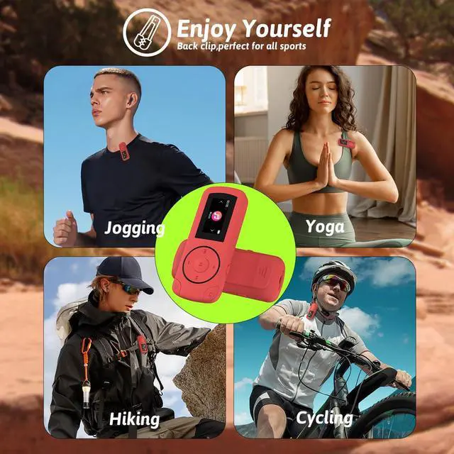 Alt view image 3 of 6 - wiwoo 64GB Sport Clip on MP3 Player with Bluetooth- Superlight Mini MP3 Player with Clip and Recorder, MicroSD Support, Shuffle Playback for Running, Cycling, Hiking, Climbing and Yoga(No Speaker)