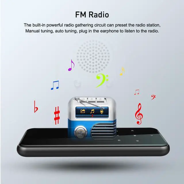 Alt view image 4 of 7 - MP3 Player 136GB with Bluetooth 5.2 Portable Music Player with 2.4" Large Screen Headphones Built-in Speaker Support FM Radio Voice Recorder E-Book