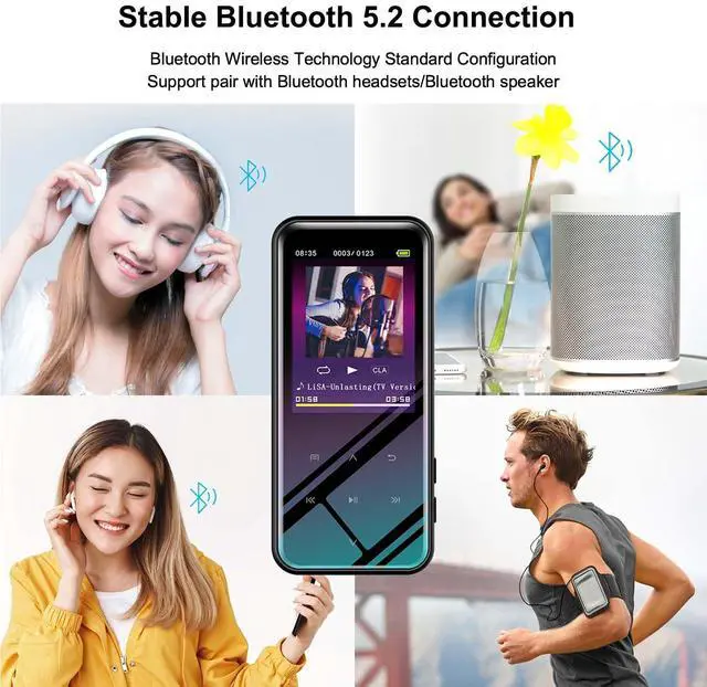 Alt view image 5 of 7 - MP3 Player 136GB with Bluetooth 5.2 Portable Music Player with 2.4" Large Screen Headphones Built-in Speaker Support FM Radio Voice Recorder E-Book