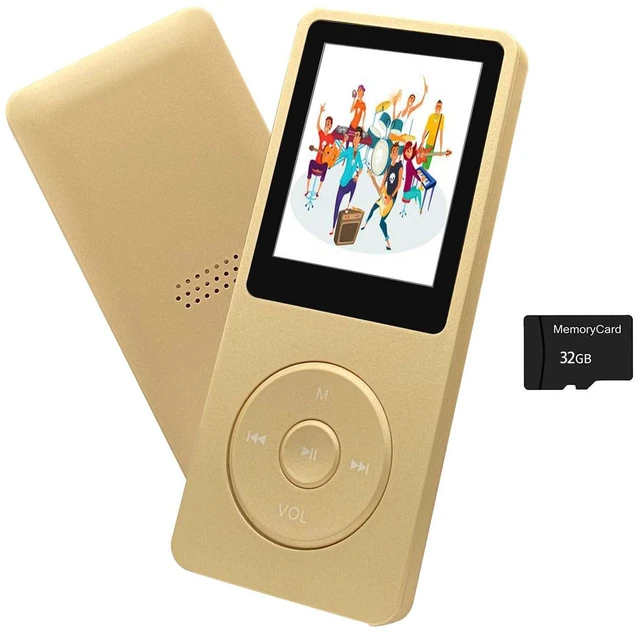 Main image of MP3 Player 32GB with Speaker Earphone Portable Mini Golden Music Player Support Voice Recorder E-Book 1.8 inch HD Screen Support up to 128GB