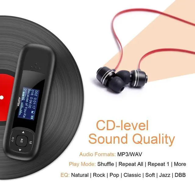 Alt view image 6 of 7 - AGPTEK U3 USB Stick Mp3 Player, 8GB Music Player Supports Replaceable AAA Battery, Recording, FM Radio, Expandable Up to 128GB, Black