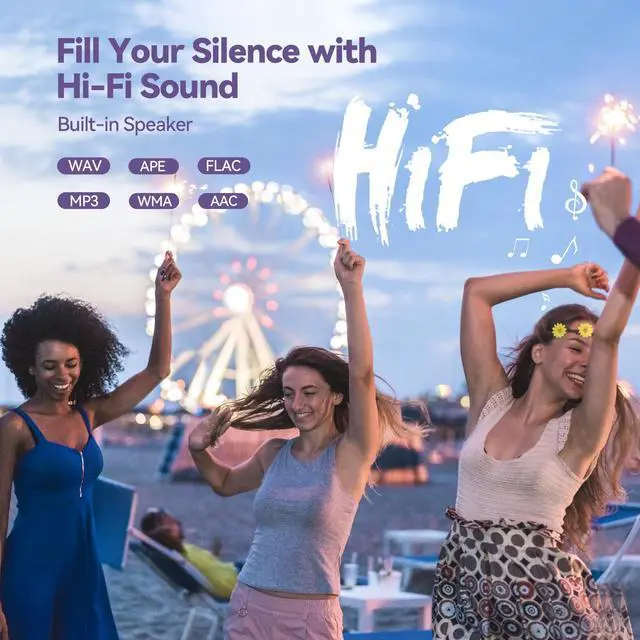 Alt view image 4 of 7 - 64GB MP3 Player with Bluetooth, M3 2.4 inch Music Player with Speaker and FM Radio, Touch Buttons, Supports Up to 128GB(Purple)