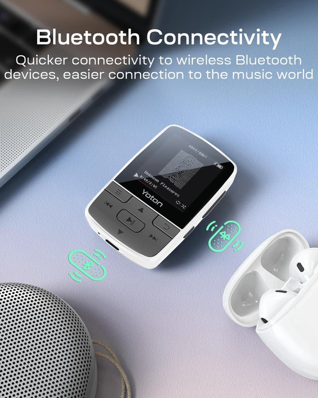 Alt view image 5 of 6 - MP3 Player with Bluetooth, 64GB, HiFi, TF Card Included, White | FM Radio, Independent Volume Control, Earphones Included