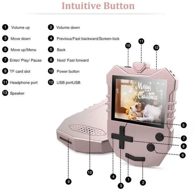 Alt view image 6 of 7 - AGPTEK MP3 Player for Kids, Portable 8GB Music Player with Built-in Speaker, FM Radio, Voice Recorder, Expandable Up to 128GB, Rose Gold,K1