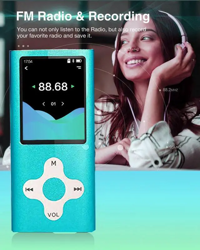 Alt view image 3 of 7 - Mp3 Player,Music Player with a 16 GB Memory Card Portable Digital Music Player/Video/Voice Record/FM Radio/E-Book Reader/Photo Viewer/1.8 LCD (Sky Blue)