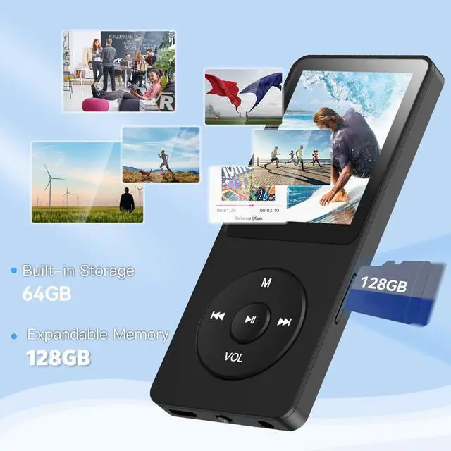 Alt view image 6 of 7 - AGPTEK A02PL 64GB MP3 Player, 70 Hours Playback Lossless Sound Music Player, Supports up to 128GB(Black)