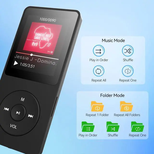 Alt view image 7 of 7 - AGPTEK A02PL 64GB MP3 Player, 70 Hours Playback Lossless Sound Music Player, Supports up to 128GB(Black)