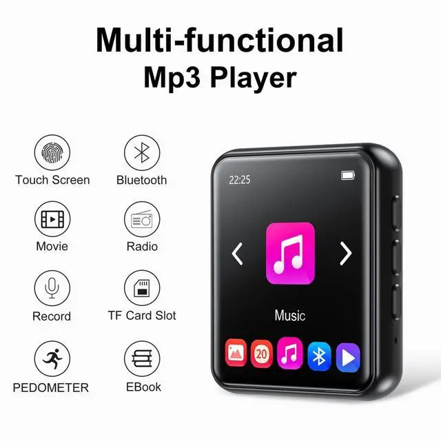 Alt view image 2 of 6 - 64GB MP3 Player Bluetooth 5.3 Touch Screen Music Player Portable mp3 Player with Speakers high Fidelity Lossless Sound Quality mp3 FM Radio Recording e-Book MP3 Player Support (128GB)