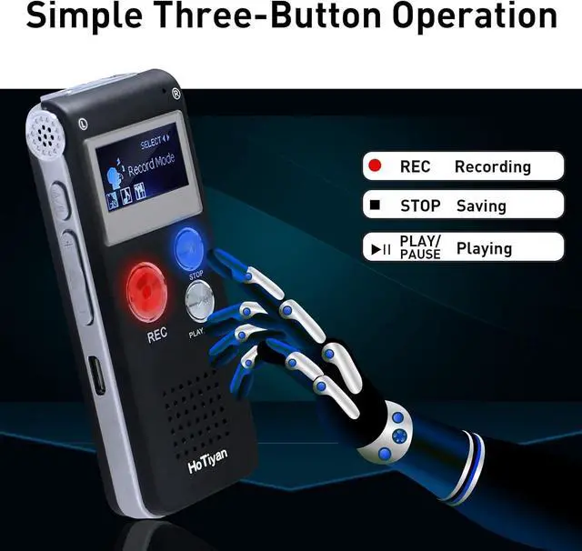 Alt view image 2 of 7 - Digital Voice Recorder Audio Recording - 64GB Audio Recorder with Playback Voice Activated Recorder for Lectures Meetings Interviews Recording Device Tape Recorder with Microphone USB Cable MP3 Player