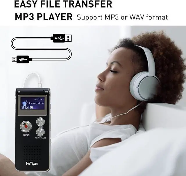 Alt view image 7 of 7 - Digital Voice Recorder Audio Recording - 64GB Audio Recorder with Playback Voice Activated Recorder for Lectures Meetings Interviews Recording Device Tape Recorder with Microphone USB Cable MP3 Player