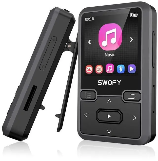 Main image of 32GB Clip Mp3 Player with Bluetooth 5.0, Mini Portable Wearable Mp3 Player with FM Radio Recording, Music mp3 Player for Kids with Pedometer Mp3 and Mp4 Player, Max 128GB TF Card (Black)