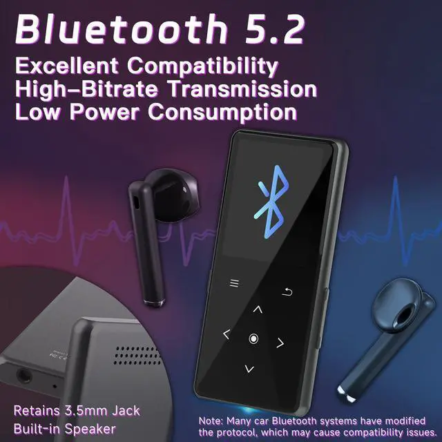 Alt view image 4 of 7 - 128GB MP3 Player with Bluetooth, Portable Music Player with Built-in Speaker, Enjoying Your Digital Music and Audiobooks Anytime,Includes FM Radio,Recorder,E-Book,and Comes with Earphones