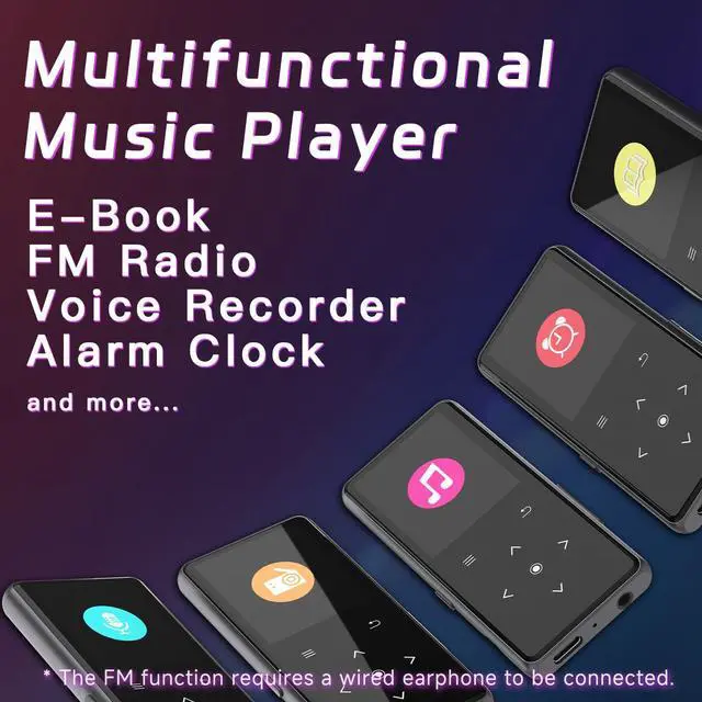 Alt view image 5 of 7 - 128GB MP3 Player with Bluetooth, Portable Music Player with Built-in Speaker, Enjoying Your Digital Music and Audiobooks Anytime,Includes FM Radio,Recorder,E-Book,and Comes with Earphones