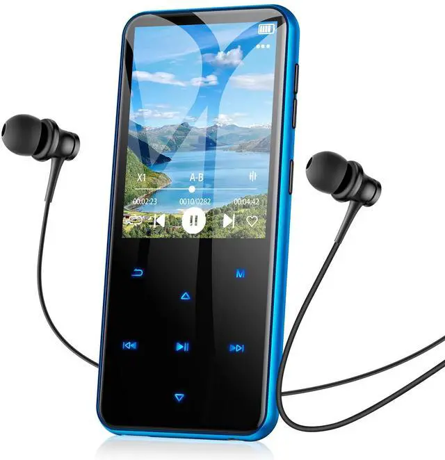 Main image of AGPTEK 64GB MP3 Player with Bluetooth, M3 2.4 inch Music Player with Speaker and FM Radio, Touch Buttons, Supports Up to 128GB(Blue)