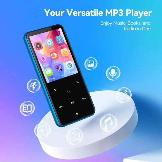 Alt view image 2 of 7 - AGPTEK 64GB MP3 Player with Bluetooth, M3 2.4 inch Music Player with Speaker and FM Radio, Touch Buttons, Supports Up to 128GB(Blue)
