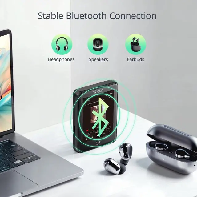 Alt view image 2 of 7 - YOTON MP3 Player with Bluetooth 5.2, 80GB Full Touchscreen for Kids, Portable Music Player with Speaker, HiFi Sound, 8H Play Time,Built-in Micro SD Card,Earphones Included, 128GB Expandable