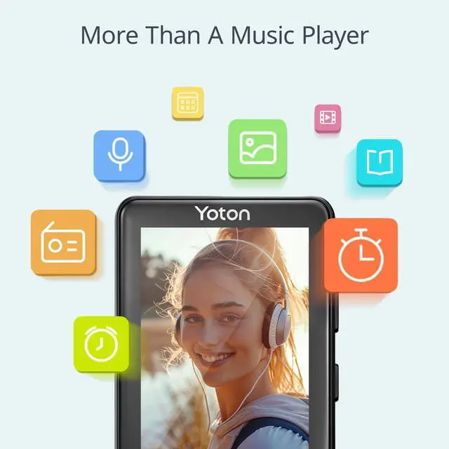 Alt view image 6 of 7 - YOTON MP3 Player with Bluetooth 5.2, 80GB Full Touchscreen for Kids, Portable Music Player with Speaker, HiFi Sound, 8H Play Time,Built-in Micro SD Card,Earphones Included, 128GB Expandable