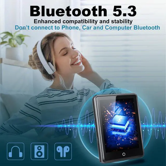 Alt view image 2 of 7 - ODEJOI 64GB MP3 Player with Bluetooth 5.3, 2.8-inch Touchscreen, 18 Soothing Sounds, Speaker Built-in, Shuffle Repeat, Sports Music Player, FM Radio, Voice Recorder, ebook, Support 128GB Micro SD Card