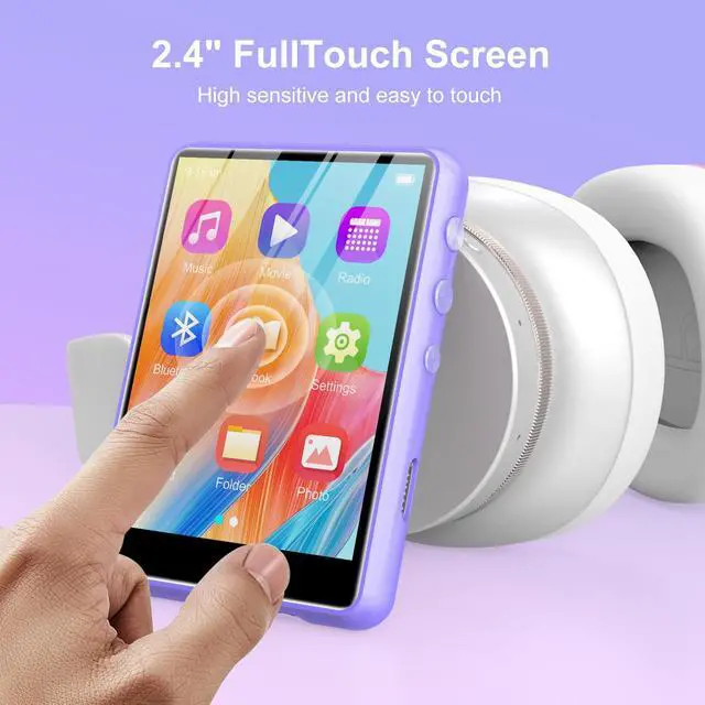 Alt view image 3 of 7 - MP3 Player with Bluetooth 5.3-64GB Portable Music Player with 2.4" Full Touch Screen, MP3 Player with HD Speaker, FM Radio, Video, Voice Recorder, HiFi Sound Shuffle Music Player