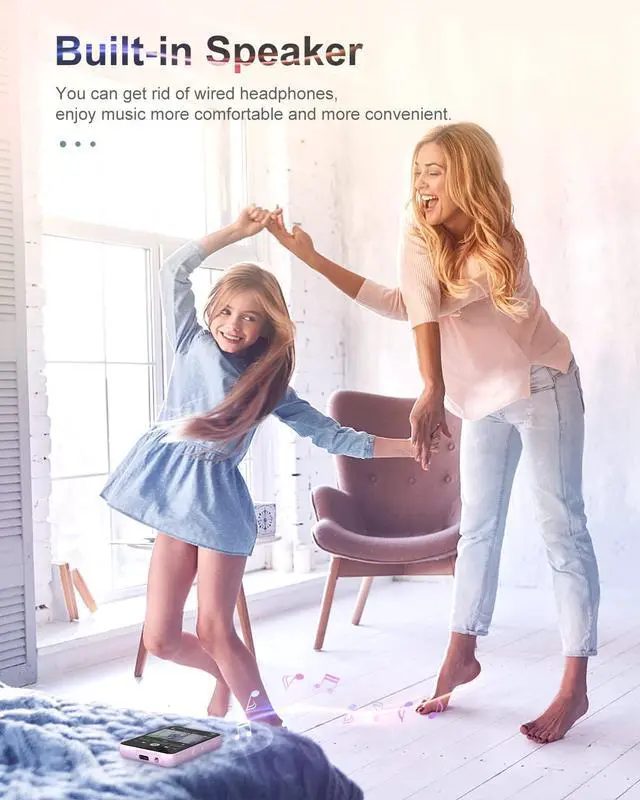 Alt view image 5 of 7 - 64GB MP3 Player with Bluetooth 5.3, Portable Digital Lossless Music Player with Built-in Speaker, 2.4 in Full Touch Screen, FM Radio, Line-in Voice Recorder, Earphones Included, Support up to 128GB