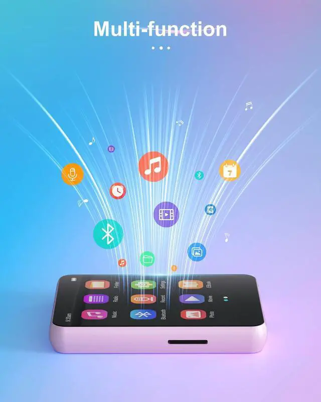 Alt view image 7 of 7 - 64GB MP3 Player with Bluetooth 5.3, Portable Digital Lossless Music Player with Built-in Speaker, 2.4 in Full Touch Screen, FM Radio, Line-in Voice Recorder, Earphones Included, Support up to 128GB