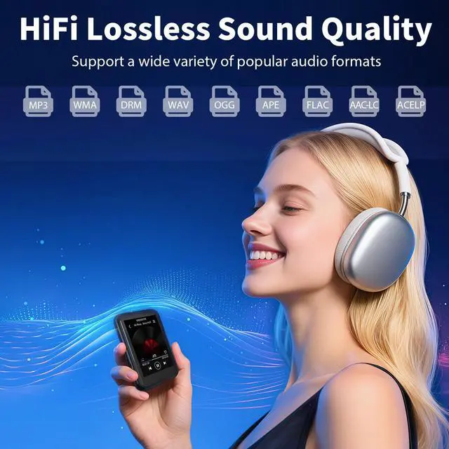Alt view image 4 of 7 - 64GB MP3 Player with Bluetooth 5.3, QNGEE 2.4 inch Full Touchscreen Music MP3 for Kids, FM Radio, Voice Recorder, HiFi Sound, E-Book, Earphones Included