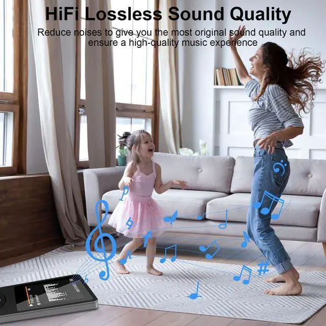 Alt view image 4 of 7 - Bluetooth MP3 Music Player with 64GB TF Card, Mini Portable MP3 Players with Speaker and Earbuds, Supports Alarm Clock, FM Radio, Recording Function, Up to 128GB Memory Storage