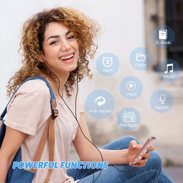 Alt view image 4 of 7 - AGPTEK A02PL 64GB MP3 Player, 70 Hours Playback Lossless Sound Music Player, Supports up to 128GB(Rose Gold)