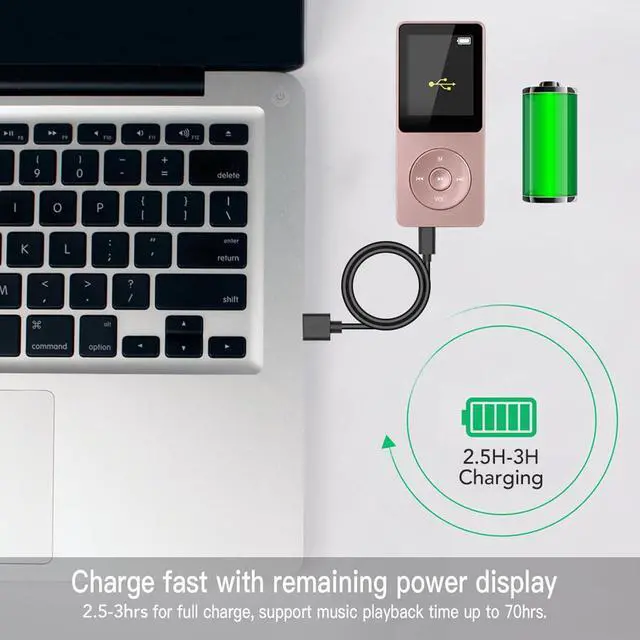 Alt view image 5 of 7 - AGPTEK A02PL 64GB MP3 Player, 70 Hours Playback Lossless Sound Music Player, Supports up to 128GB(Rose Gold)