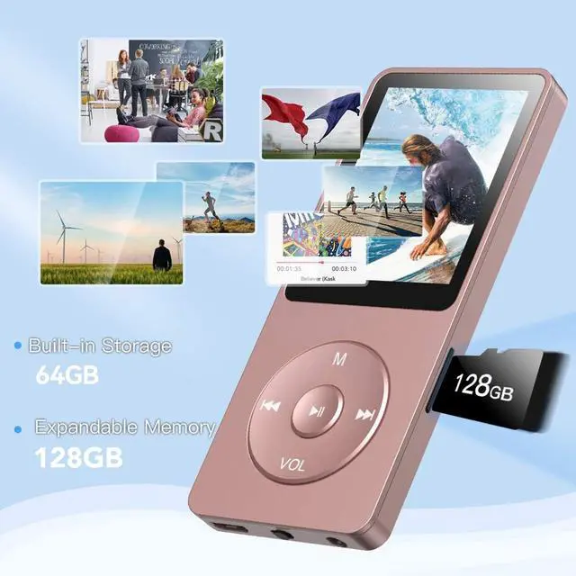 Alt view image 6 of 7 - AGPTEK A02PL 64GB MP3 Player, 70 Hours Playback Lossless Sound Music Player, Supports up to 128GB(Rose Gold)