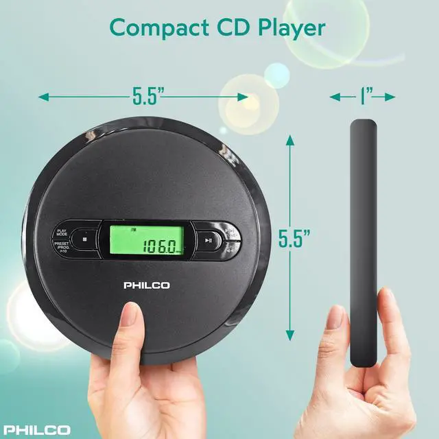 Alt view image 4 of 7 - PHILCO Personal CD Player with MP3 Playback, FM Radio & 60 Second Anti-Shock