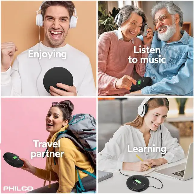 Alt view image 7 of 7 - PHILCO Personal CD Player with MP3 Playback, FM Radio & 60 Second Anti-Shock