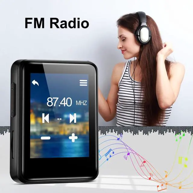 Alt view image 2 of 7 - MP3 Music Player, 1.8 inch Screen Portable HiFi MP3 Player Expandable to 512GB, with Bluetooth, FM Radio, Recorder, Photo, Black with 64GB TF Card