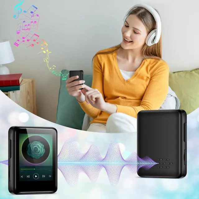 Alt view image 7 of 7 - MP3 Music Player, 1.8 inch Screen Portable HiFi MP3 Player Expandable to 512GB, with Bluetooth, FM Radio, Recorder, Photo, Black with 64GB TF Card