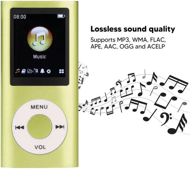 Alt view image 3 of 7 - MP3 Player MP3 Player Stylish Lossless Sound Slim 1.8 Inch LCD Screen Portable Digital Player/Video/Voice Record/FM Radio/E-Book Reader/Photo Viewer(Green)