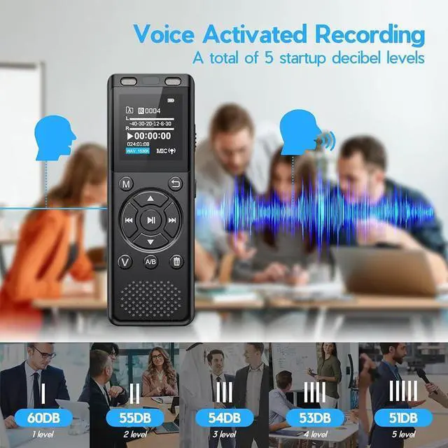 Alt view image 5 of 7 - Tonfarb 64GB Digital Voice Recorder with Playback,Audio Recording Device for Lectures Meeting/Classes/Interviews,Tape Recorder with Voice Activated,Password,Noise Reduction,A-B Repeat,MP3 Player Etc