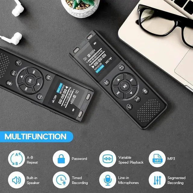 Alt view image 6 of 7 - Tonfarb 64GB Digital Voice Recorder with Playback,Audio Recording Device for Lectures Meeting/Classes/Interviews,Tape Recorder with Voice Activated,Password,Noise Reduction,A-B Repeat,MP3 Player Etc