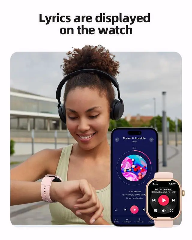 Alt view image 4 of 7 - AGPTEK MP3 Player with Bluetooth, Watch MP3 Player with Watch Band for Running Climbing Hiking Cycling Jogging Yoga, Pink