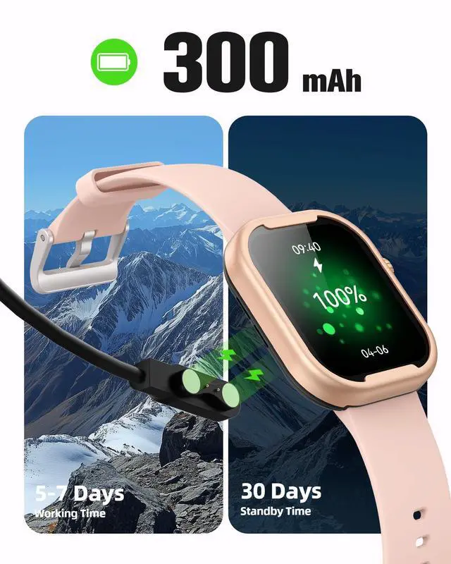 Alt view image 5 of 7 - AGPTEK MP3 Player with Bluetooth, Watch MP3 Player with Watch Band for Running Climbing Hiking Cycling Jogging Yoga, Pink