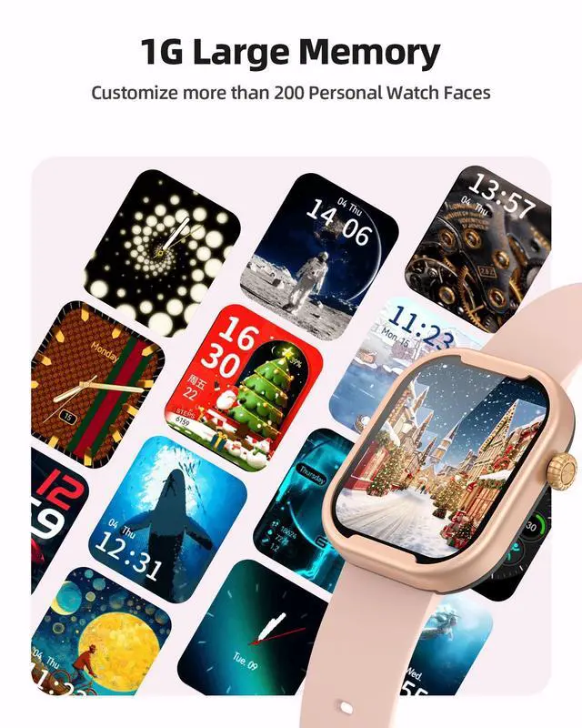 Alt view image 7 of 7 - AGPTEK MP3 Player with Bluetooth, Watch MP3 Player with Watch Band for Running Climbing Hiking Cycling Jogging Yoga, Pink