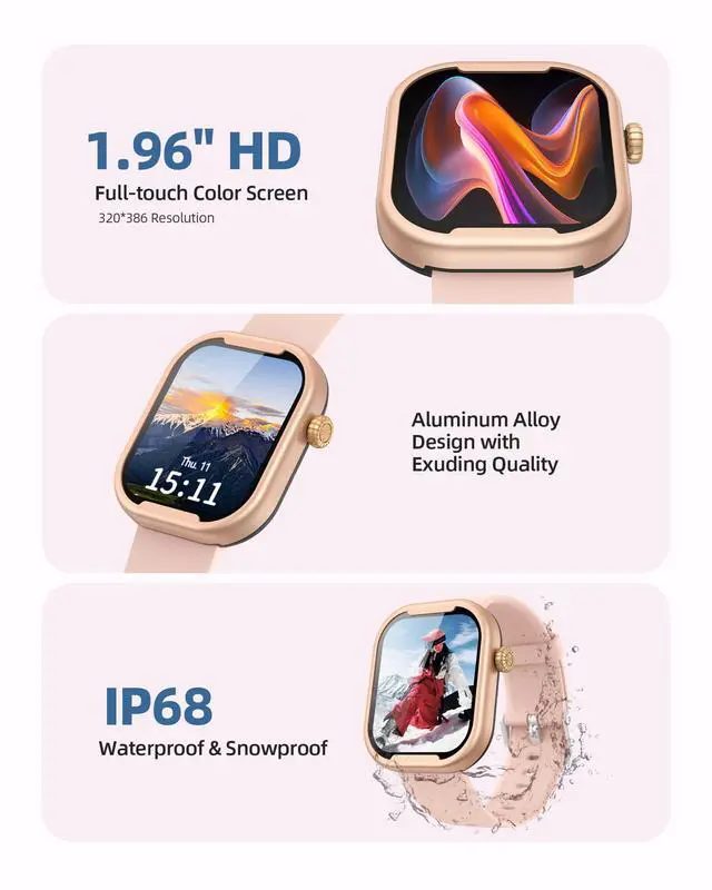 Alt view image 6 of 7 - AGPTEK MP3 Player with Bluetooth, Watch MP3 Player with Watch Band for Running Climbing Hiking Cycling Jogging Yoga, Pink