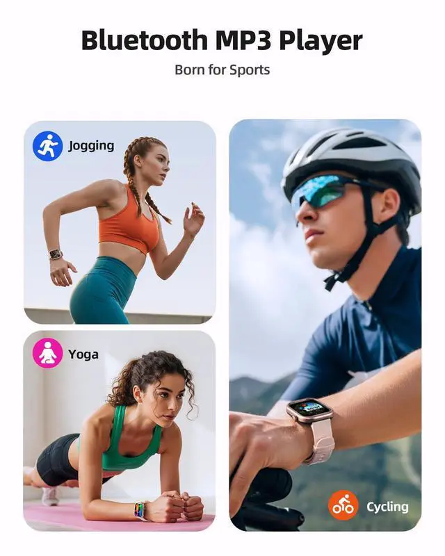 Alt view image 2 of 7 - AGPTEK MP3 Player with Bluetooth, Watch MP3 Player with Watch Band for Running Climbing Hiking Cycling Jogging Yoga, Pink