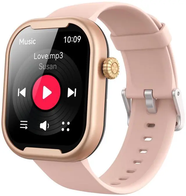 Main image of AGPTEK MP3 Player with Bluetooth, Watch MP3 Player with Watch Band for Running Climbing Hiking Cycling Jogging Yoga, Pink